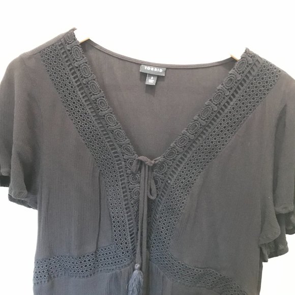 Torrid 0 Black Flowy Blouse - Picture 5 of 6